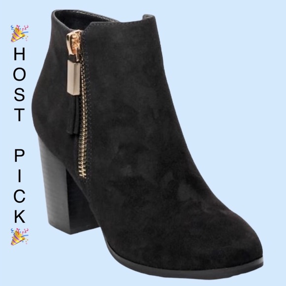 Apt. 9 Shoes - Apt. 9 Timezone Black Suede High Heel Ankle Bootie Boots